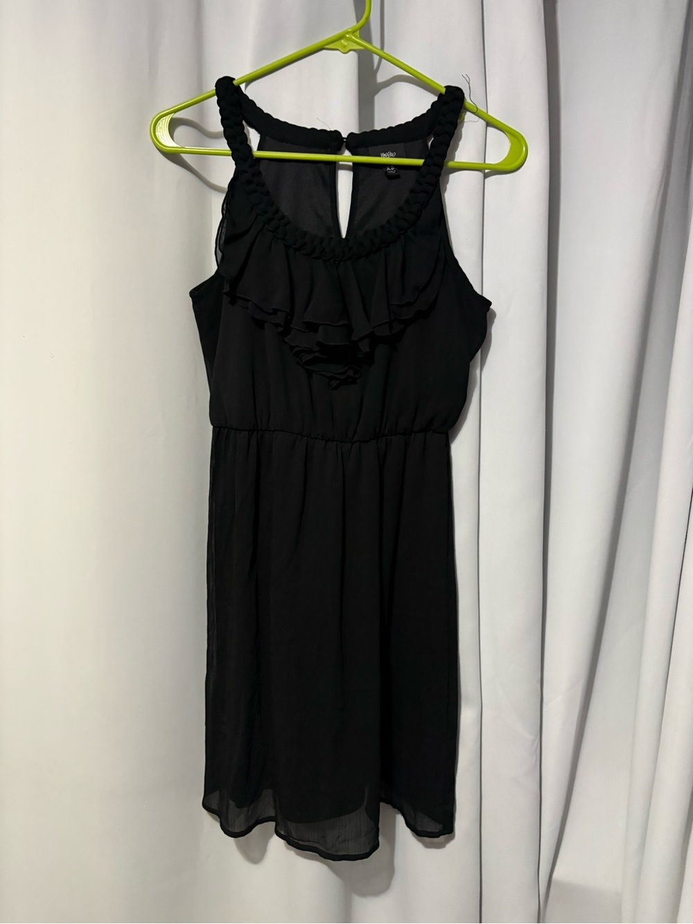 Mossimo Supply Co. Black Braided Halter Ruffle Mini Dress